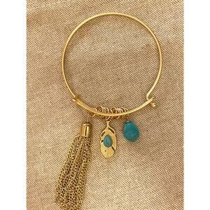 Brushed Gold Charm Bangle Bracelet
